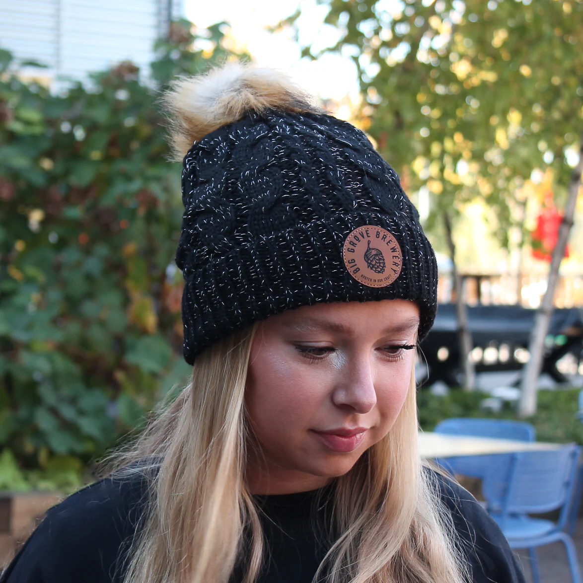 Knit Beanie with Faux Fur Pom - Image 3
