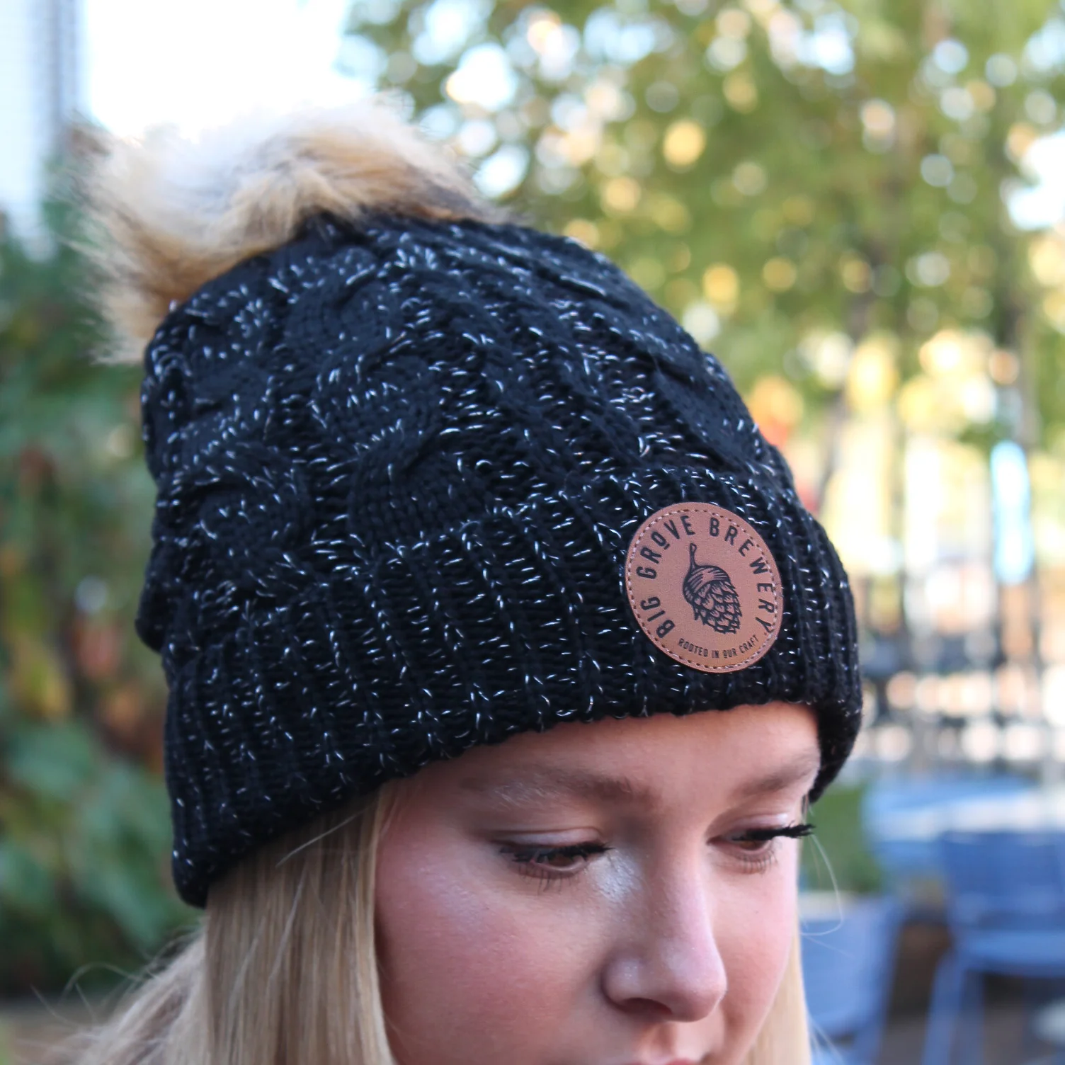 Knit Beanie with Faux Fur Pom - Image 4